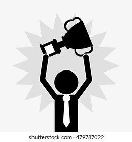 businessman and trophy icon