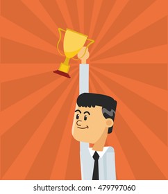businessman and trophy icon