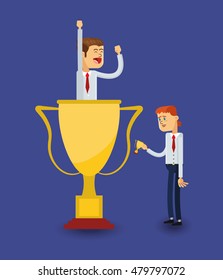 businessman and trophy icon