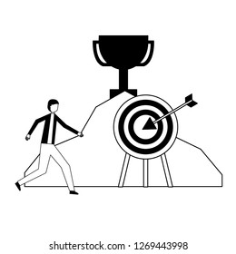 businessman trophy mountain and target