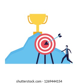 businessman trophy mountain and target