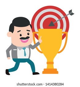 businessman trophy target arrow success vector illustration
