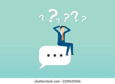 Businessman in trouble losing memory, confusing brain problem, dementia cannot remember anything, Vector illustration design concept in flat style