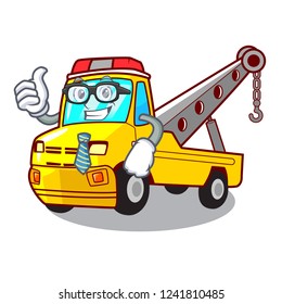 Businessman truck tow the vehicle with mascot