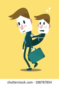 Businessman try to activate him self active. vector