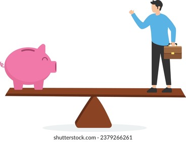 Businessman try to Balance his Investment or business goal


