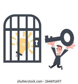 Businessman Try to Open The Cage