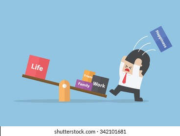 Businessman trying to balance his life, VECTOR, EPS10