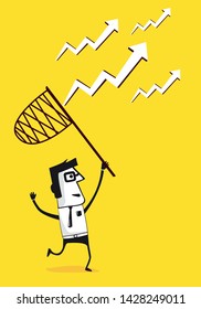 Businessman trying to catch chart