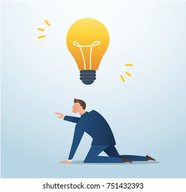 businessman trying to catch light bulb , plagiarism , concept of creativity
 vector illustration