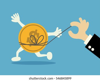 businessman trying to catch money. vector illustration.