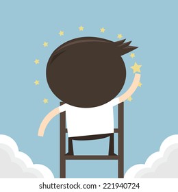 Businessman trying to catch the star, flat design, vector eps10