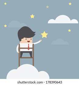Businessman trying to catch the star, VECTOR, EPS10