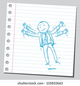 Businessman trying to fly