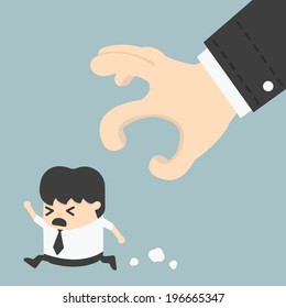 businessman trying to run away from hand eps 10