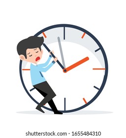 businessman trying to stop the time concept