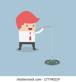 Businessman is trying to take money out of trap, VECTOR, EPS10