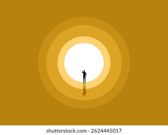 Businessman in the tunnel finds the light in life