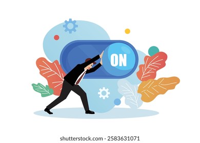 Businessman turn off switch. Failure in career development. crisis concept. Business Concept