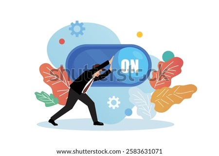 Businessman turn off switch. Failure in career development. crisis concept. Business Concept