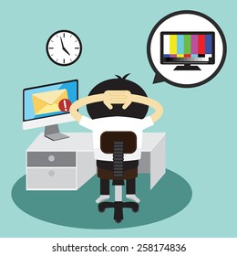 Businessman and TV in bubble talk message