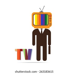 businessman  with TV head ,  vector EPS 10.