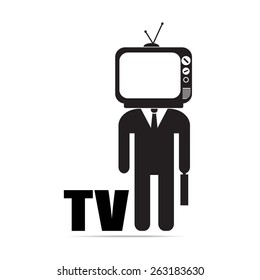 businessman  with TV head ,  vector EPS 10.
