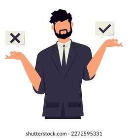 empresario con dos opciones de carácter