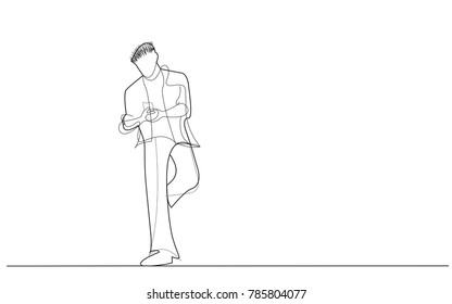 Businessman typing sms message on cell phone isolated on white background. For web site,ad,marketing and poster. Useful for app,travel agency and magazine.Creative business concept,vector illustration
