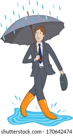 Businessman with an umbrella