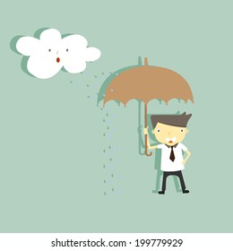 businessman with umbrella and cloud 