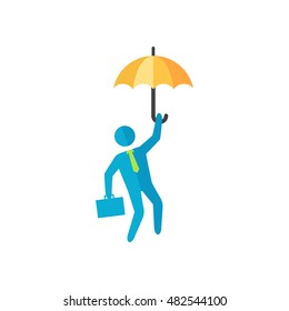 Businessman umbrella icon in flat color style. Business people challenge office