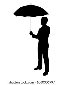 Businessman with umbrella silhouette vector