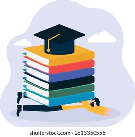 Businessman under the big book

