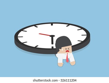 Businessman under the big clock, Deadline, Overtime concept, VECTOR, EPS10