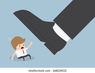 Businessman Under The Giant Foot, VECTOR, EPS10