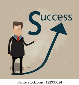 Businessman under a light bulb
