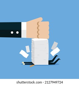 Businessman under many jobs burden, Vector illustration design concept in flat style