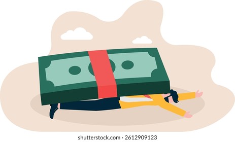 Businessman under the paper currency


