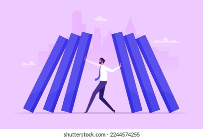 Businessman under pressure and stress, vector concept. Symbol of hard work, burnout syndrome, flat vector illustration