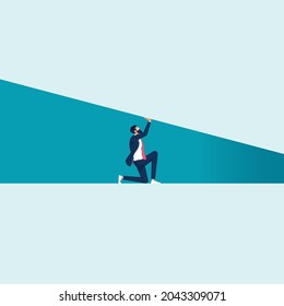 Businessman under pressure, Symbol of stress, fear, struggle in career or business situation vector concept