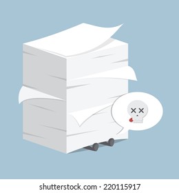 Businessman under the stack of paper, VECTOR, EPS10