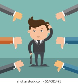 Businessman unlike thumbs down - vector illustration