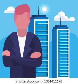 businessman urban building