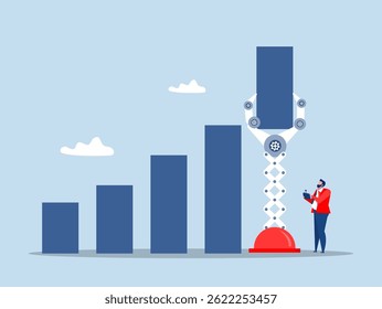 businessman use Artificial Intelligence Robot Arm control switch to move or growing profit graph.increase sale or investment growth vector