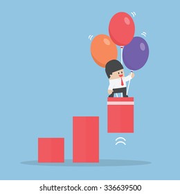 Businessman use balloon to pulled up the graph, VECTOR, EPS10