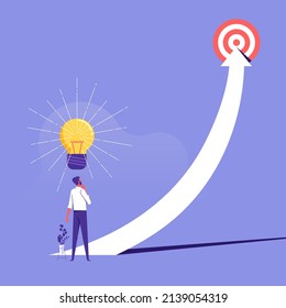 Businessman use idea to create path to the target's achievement, Business target vector concept