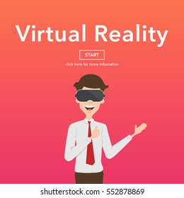 Businessman Use Virtual Reality Web Page Concept.