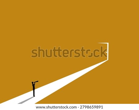 businessman used binoculars to look at the open door