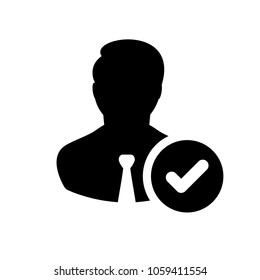 Businessman user approved icon
